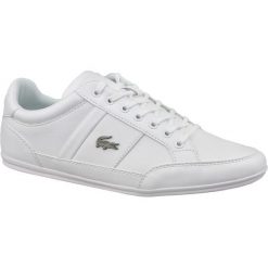 Lacoste Chaymon BL 737CMA009421G buty sportowe, trampki męskie białe 42. Białe buty sportowe męskie Lacoste, z aplikacjami, z jeansu, eleganckie, bez zapięcia. W wyprzedaży za 449,99 zł.