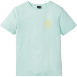 T-shirt Slim Fit bonprix pastelowy miętowy. Zielone t-shirty męskie bonprix, s, bez wzorów, z okrągłym kołnierzem. Za 24,99 zł.