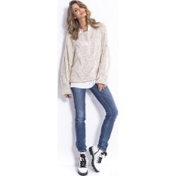 Sweter F812. Swetry damskie Fobya, s, bez wzorów, z wełny, z długim rękawem, długie, bez kaptura. Za 123,50 zł.