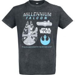 Star Wars Millenium Falcon - Fastest Ship T-Shirt szary. Szare koszulki męskie Star Wars, l, z nadrukiem, retro, z okrągłym kołnierzem. Za 99,90 zł.