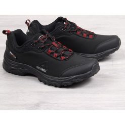 Buty trekkingowe wodoodporne czarne American Club - czarny / czerwony. Czerwone buty sportowe damskie sportowe. Za 129,99 zł.