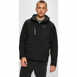 Jack Wolfskin - Kurtka puchowa Troposphere. Czarne płaszcze przejściowe męskie Jack Wolfskin, m, bez wzorów, z poliesteru, krótkie, z kapturem. W wyprzedaży za 629,90 zł.