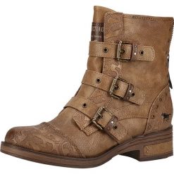 Botki w kolorze jasnobrązowym. Pomarańczowe botki damskie Tom Tailor, Mustang, Bugatti, Camel Active, Lloyd, bez obcasa, na klamry. W wyprzedaży za 219,95 zł.