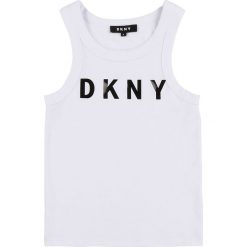 Dkny - Top dziecięcy 110-146 cm. Białe bluzki dziewczęce DKNY, z nadrukiem, z dzianiny, z okrągłym kołnierzem, bez rękawów, bez kaptura. Za 129,90 zł.