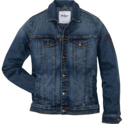 Kurtka dżinsowa bonprix niebieski "used". Niebieskie płaszcze męskie bonprix, m, z aplikacjami, klasyczne, bez kaptura. Za 189,99 zł.