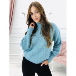 Sweter z bufiastymi rękawami zielony. Zielone swetry damskie N/A, bez wzorów, z poliamidu, bez rękawów, bez kaptura. Za 135,66 zł.