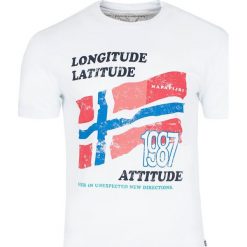 T-shirt Napapijri. Niebieskie koszulki męskie xl, bez wzorów, z jeansu, z włoskim kołnierzykiem. Za 109,00 zł.