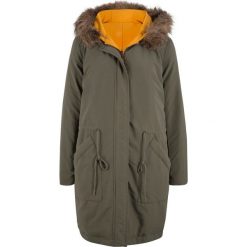 Kurtka parka puchowa dwustronna bonprix ciemnooliwkowy. Zielone parki damskie bonprix, bez wzorów, z puchu, bez kaptura. Za 299,99 zł.