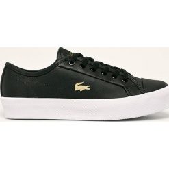 Lacoste - Tenisówki skórzane. Czarne trampki i tenisówki damskie Lacoste, bez wzorów, ze skóry, bez zapięcia. Za 399,90 zł.