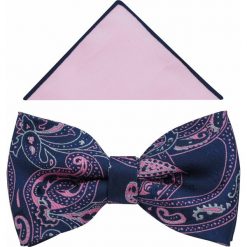 Granatowo-różowa muszka męska we wzór - paisley A366. Różowe muszki męskie Modini Moda Męska, na co dzień, bez wzorów, z bawełny, eleganckie. W wyprzedaży za 49,50 zł.