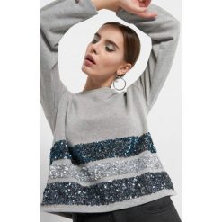 Bluza z cekinowymi pasami. Szare bluzy rozpinane damskie Orsay, s, z bawełny, z długim rękawem, długie. Za 89,99 zł.