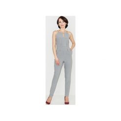 Kombinezon K338 Szary. Szare kombinezony damskie Lenitif, l, z aplikacjami, eleganckie, bez kołnierzyka, z długim rękawem, długie. Za 159,00 zł.