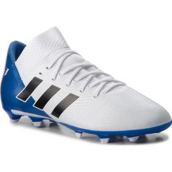 Buty adidas - Nemeziz Messi 18.3 Fg J DB2364 Ftwwht/Cblack/Fooblu. Białe buty sportowe męskie Adidas, ze skóry ekologicznej, bez zapięcia, do piłki nożnej. W wyprzedaży za 149,00 zł.