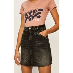 Pepe Jeans - Spódnica plażowa Emerald. Czarne parea damskie Pepe Jeans, na co dzień, s, bez wzorów, z bawełny, casualowe, z podwyższonym stanem, mini, proste. Za 279,90 zł.