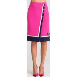 SPÓDNICA DAILY ELISABETTA FRANCHI VIRGIN WOOL. Różowe spódniczki damskie Elisabetta Franchi, na imprezę, z aplikacjami, z wełny, midi. Za 909,50 zł.