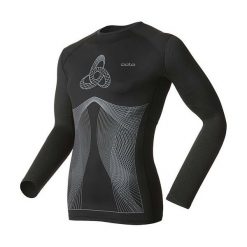 Koszulki sportowe męskie: Odlo Koszulka męska l/s crew neck Muscle Force czarna r. XL