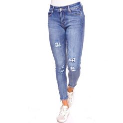 Dżinsy "Mandy" - Cropped fit - w kolorze niebieskim. Niebieskie rurki damskie Glamour Paris, s, w paski. W wyprzedaży za 153,95 zł.