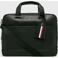 Tommy Hilfiger - Torba. Czarne torby męskie skórzane TOMMY HILFIGER, w paski, z poliesteru, na ramię, małe. Za 1099,00 zł.
