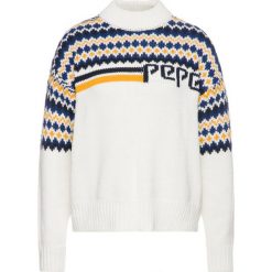 Sweter Pepe Jeans Monikas PL701540. Białe swetry damskie Pepe Jeans, l, bez wzorów, z bawełny, klasyczne, bez rękawów, bez kaptura. W wyprzedaży za 189,00 zł.