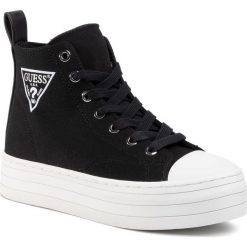 Trampki GUESS - Bokan FL6BON FAB12 BLACK. Czarne półbuty damskie Guess, z aplikacjami, z gumy, bez zapięcia. W wyprzedaży za 399,00 zł.