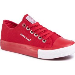 Trampki CROSS JEANS - FF2R4068C Red. Czerwone półbuty damskie Cross Jeans, na co dzień, bez wzorów, z jeansu, bez obcasa, na płaskiej podeszwie, bez zapięcia. Za 99,00 zł.