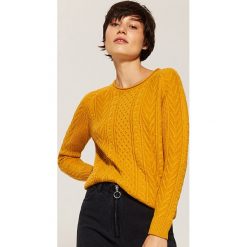 Sweter z warkoczami - Żółty. Żółte swetry klasyczne damskie marki House, l. Za 89,99 zł.