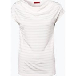 HUGO - T-shirt damski – Navani, beżowy. Brązowe t-shirty damskie marki HUGO, m, w prążki, z dżerseju, eleganckie, z dekoltem woda. Za 279,95 zł.