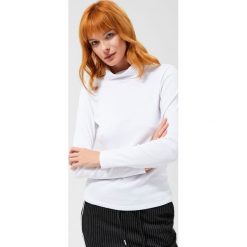 Bluzka typu golf. Białe bluzki damskie Moodo, xl, bez wzorów, z elastanu, z golfem, z długim rękawem. Za 29,99 zł.