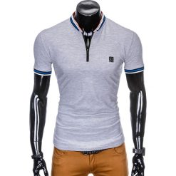 Koszulka męska polo bez nadruku S916 - szara. Szare koszulki męskie Ombre Clothing, s, z nadrukiem, polo, bez rękawów. Za 34,99 zł.
