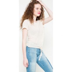 Vero Moda - Top. Szare topy damskie Vero Moda, l, ze lnu, z okrągłym kołnierzem. W wyprzedaży za 24,90 zł.