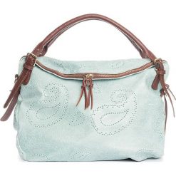Torebki klasyczne damskie: Skórzana torebka w kolorze miętowym – 40 x 36 x 16 cm