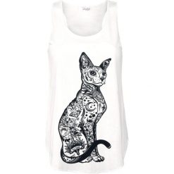 Innocent Tattoo Cat Top damski biały. Białe bluzki damskie Innocent, l, bez wzorów, bez kołnierzyka. Za 74,90 zł.