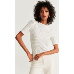 Mango - T-shirt Bamba. Białe bluzki damskie Mango, m, bez wzorów, z elastanu, z okrągłym kołnierzem. Za 79,90 zł.