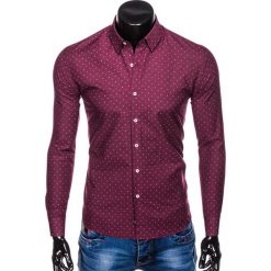 KOSZULA MĘSKA ELEGANCKA Z DŁUGIM RĘKAWEM K461 - BORDOWA. Czerwone koszule męskie marki Ombre Clothing, s, z bawełny, eleganckie, z długim rękawem. Za 59,00 zł.