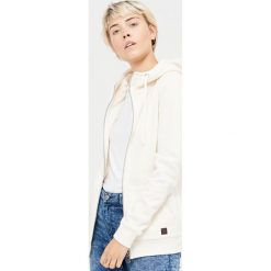 Bluzy damskie: Gładka bluza z kapturem – Kremowy