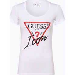 Guess Jeans - T-shirt damski, biały. Białe t-shirty damskie Guess Jeans, xs, z aplikacjami, z bawełny, bez kołnierzyka. Za 129,95 zł.