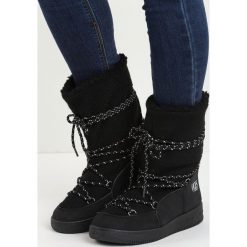 Czarne Śniegowce The Moon. Czarne buty zimowe damskie Born2be, z materiału. Za 79,99 zł.