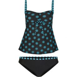 Tankini (2 części) bonprix czarno-turkusowy. Czarne stroje kąpielowe damskie bonprix, bez wzorów. Za 89,99 zł.