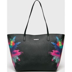Desigual - Torebka. Czarne torebki klasyczne damskie marki Desigual, bez wzorów, z poliesteru, casualowe, na ramię, duże, bez dodatków. Za 299,90 zł.