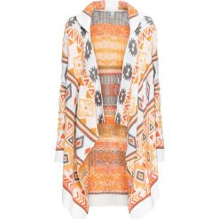 Sweter bez zapięcia oversize bonprix terakota - morelowo-szary- wielbłądzia wełna. Pomarańczowe swetry damskie bonprix, bez wzorów, z wełny, bez rękawów, bez kaptura. Za 99,99 zł.