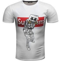 Koszulka męska t-shirt biały Recea. Białe koszulki męskie Recea, xl, z nadrukiem, z bawełny, bez kołnierzyka. Za 24,00 zł.