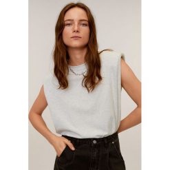 Mango - T-shirt Perni. Szare t-shirty damskie Mango, s, bez wzorów, z bawełny, casualowe, z okrągłym kołnierzem. Za 69,90 zł.