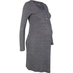 Sukienka shirtowa ciążowa i do karmienia piersią bonprix czarny melanż. Czarne sukienki ciążowe marki bonprix, melanż, z okrągłym kołnierzem, moda ciążowa, dopasowane. Za 59,99 zł.