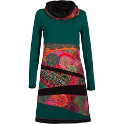 Sukienka w kolorze zielono-czerwonym. Zielone sukienki damskie Coline, xl, bez wzorów, z bawełny, bez kołnierzyka, bez rękawów, midi. W wyprzedaży za 89,95 zł.