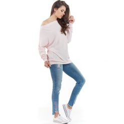 Sweter A227 różowy. Różowe swetry damskie Awama, xl, bez wzorów, prążkowane, z długim rękawem, długie, bez kaptura. Za 134,07 zł.