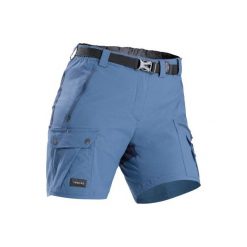 Spodenki trekkingowe - Trek 500 damskie. Niebieskie szorty damskie FORCLAZ, l, bez wzorów, z elastanu. Za 89,99 zł.