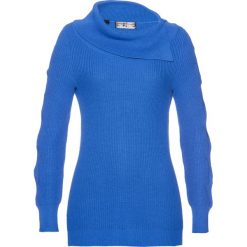 Sweter bonprix lazurowy. Niebieskie swetry klasyczne damskie marki bonprix. Za 89,99 zł.