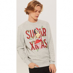 Bluza ze świątecznym motywem - Szary. Szare bluzy męskie marki House, l. Za 89,99 zł.
