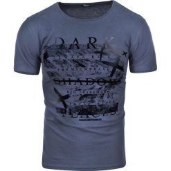 Koszulka męska t-shirt z nadrukiem niebieski Recea. Niebieskie koszulki męskie Recea, xl, z nadrukiem, z bawełny, bez kołnierzyka. W wyprzedaży za 14,99 zł.