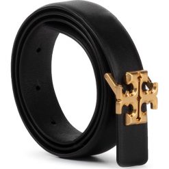 Pasek Damski TORY BURCH - 1" Kira Logo Belt 58284 Black/Gold 002. Czarne paski damskie Tory Burch, w paski, ze skóry. Za 819,00 zł.